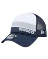 New Era Big Boys And Girls White/navy Dallas Cowboys Sport Night Color Block 9forty A-frame Trucker Adjustab In Blue