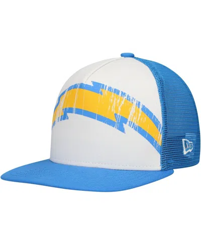 New Era Kids' Big Boys And Girls White/powder Blue Los Angeles Chargers Distressed 9fifty A-frame Snapback Hat