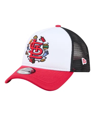 New Era Kids' Big Boys And Girls White/red St. Louis Cardinals Food A-frame 9forty Trucker Adjustable Hat