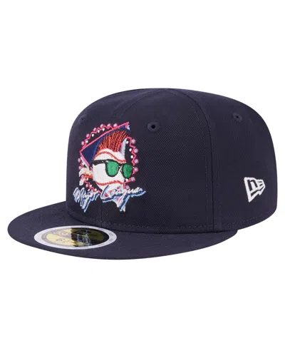 New Era Kids' Big Boys And Girlsâ Navy Major League Neon 59fifty Fitted Hat In Black