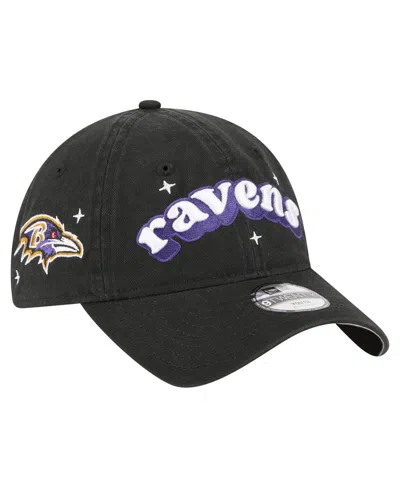 New Era Kids' Big Girls Black Baltimore Ravens Cheer 9twenty Adjustable Hat