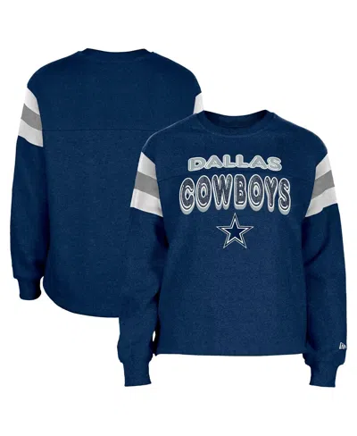 New Era Kids' Big Girls Navy Dallas Cowboys Color Blocked Glitter Pullover Sweatshirt