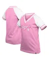 New Era Big Girls Pink San Francisco Giants Mommy Me Raglan V-neck T-shirt In Pink