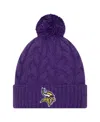 New Era Big Girls Purple Minnesota Vikings Cabled Cuffed Knit Hat With Pom In Purple