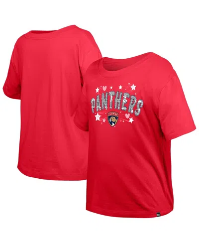New Era Kids' Big Girls Red Florida Panthers Flip Sequin T-shirt