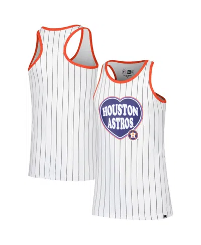 New Era Kids' Big Girls White Houston Astros Pinstripe Tank Top