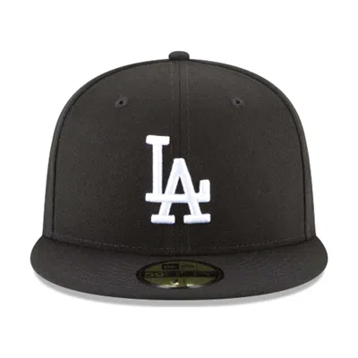 New Era Black And White Basic 59fifty Fitted Dodgers Cap