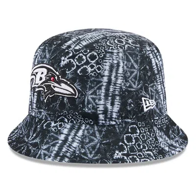 New Era Black Baltimore Ravens Shibori Bucket Hat In Blue
