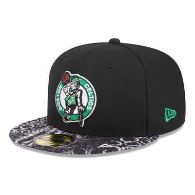 New Era Black Boston Celtics Coral Reef Visor 59fifty Fitted Hat
