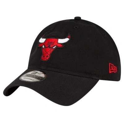 New Era Black Chicago Bulls Team 2.0 9twenty Adjustable Hat In Black/black