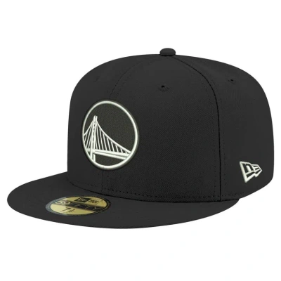 New Era Men's  Black Golden State Warriors Black And White 59fifty Fitted Hat