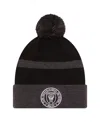 New Era Black Inter Miami Cf 2025 Kickoff Cuffed Knit With Pom Hat In Black