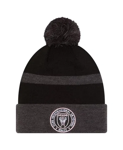 New Era Black Inter Miami Cf 2025 Kickoff Cuffed Knit With Pom Hat