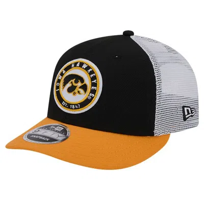 New Era Black Iowa Hawkeyes Throwback Circle Patch 9fifty Trucker Snapback Hat