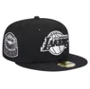 NEW ERA NEW ERA BLACK LOS ANGELES LAKERS ACTIVE SATIN VISOR 59FIFTY FITTED HAT