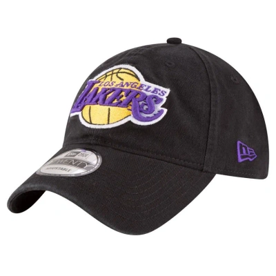 New Era Black Los Angeles Lakers Team 2.0 9twenty Adjustable Hat In Black/black
