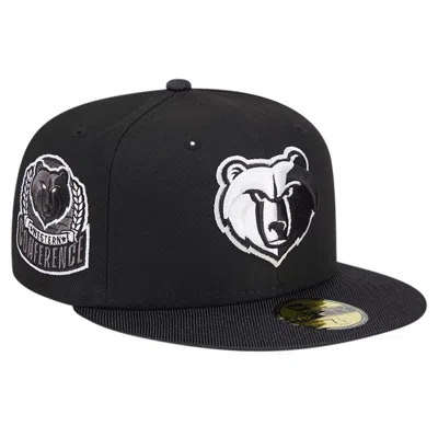 New Era Black Memphis Grizzlies Active Satin Visor 59fifty Fitted Hat