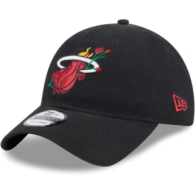 New Era Black Miami Heat Game Day Bloom Branch 9twenty Adjustable Hat