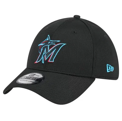 New Era Black Miami Marlins Active Pivot 39thirty Flex Hat