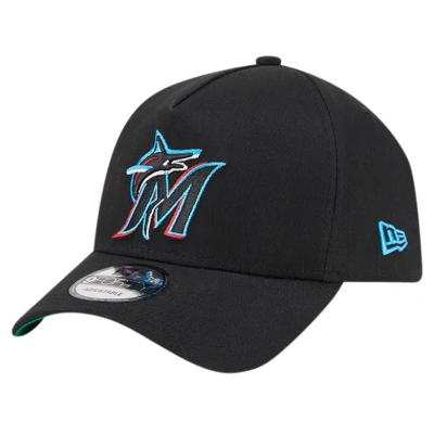 New Era Black Miami Marlins Team Color A-frame 9forty Adjustable Hat