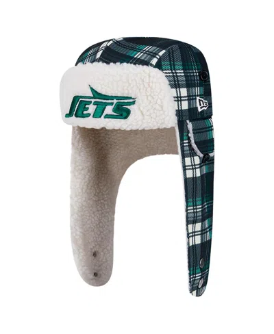 New Era Black New York Jets Sideline Plaid Sherpa Trapper Hat