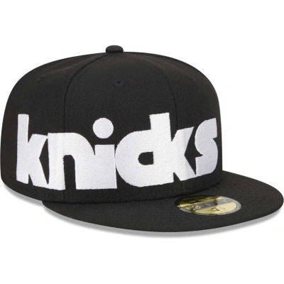 New Era Black New York Knicks Checkerboard Uv 59fifty Fitted Hat