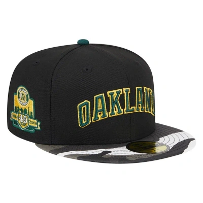 New Era Black Oakland Athletics Metallic Camo 59fifty Fitted Hat