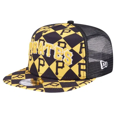 New Era Black Pittsburgh Pirates Seeing Diamonds A-frame Trucker 9fifty Snapback Hat
