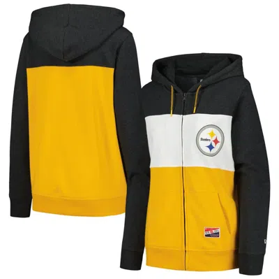 New Era Black Pittsburgh Steelers Color-block Full-zip Hoodie