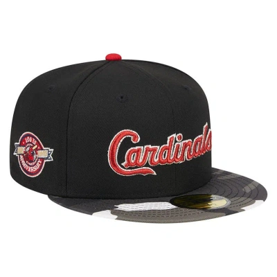 New Era Black St. Louis Cardinals Metallic Camo 59fifty Fitted Hat