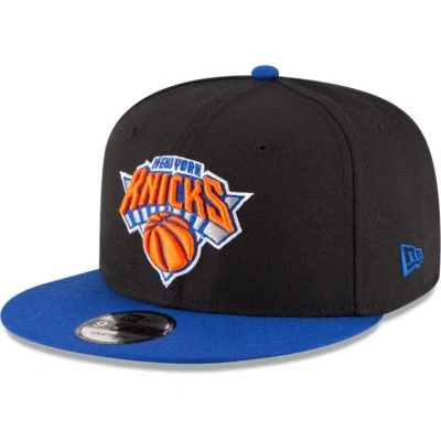 New Era Men's  Black, Blue New York Knicks 2-tone 9fifty Adjustable Snapback Hat In Black,blue