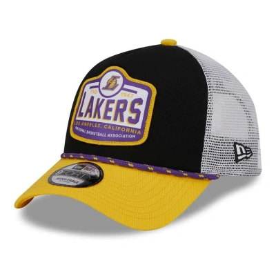 New Era Men's  Black, Gold Los Angeles Lakers 2024 Nba All-star Game A-frame 9forty Trucker Hat In Black,gold