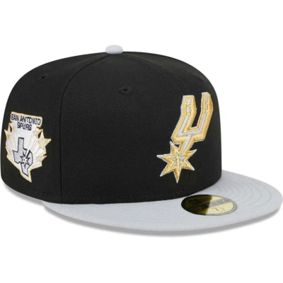 New Era Men's  Black, Gray San Antonio Spurs Gameday Gold Pop Stars 59fifty Fitted Hat In Black,gray