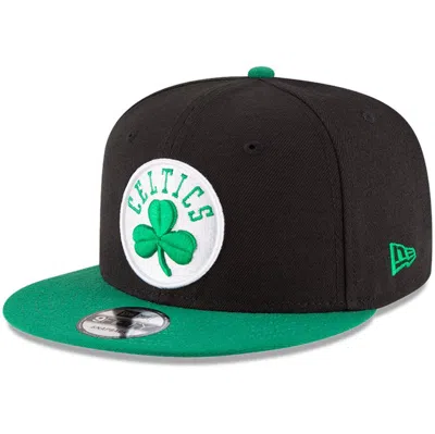 New Era Men's  Black, Kelly Green Boston Celtics 2-tone 9fifty Adjustable Snapback Hat In Black,kelly Green