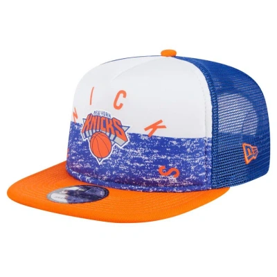 New Era Blue New York Knicks Arch A-frame Trucker 9fifty Snapback Hat