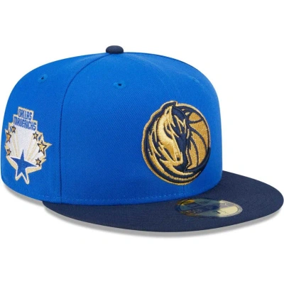 New Era Men's  Blue, Navy Dallas Mavericks Gameday Gold Pop Stars 59fifty Fitted Hat In Blue,navy