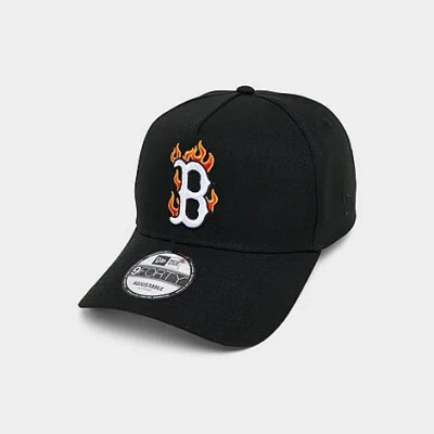 New Era Boston Red Sox Mlb Flame Logo 9forty A-frame Snapback Hat In Black