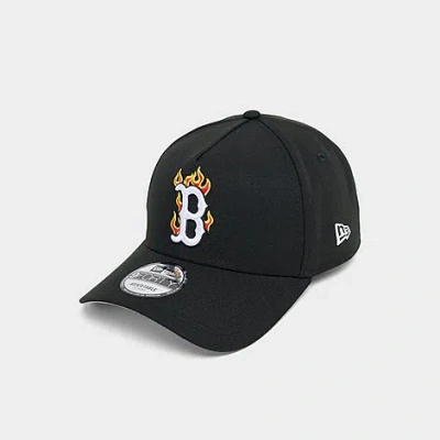 New Era Boston Red Sox Mlb Flames 9forty A-frame Snapback Hat In Black