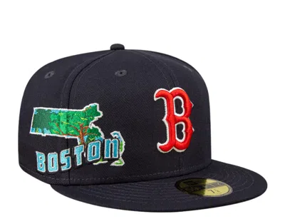 NEW ERA BOSTON RED SOX STATEVIEW 59FIFTY FITTED CAP 60296529 - NAVY/GREY UV