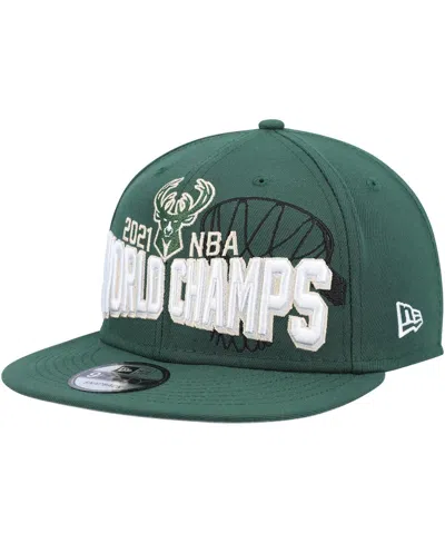 New Era Kids' Boys And Big Girls  Hunter Green Milwaukee Bucks 2021 Nba Finals Champions On The Court 9fift