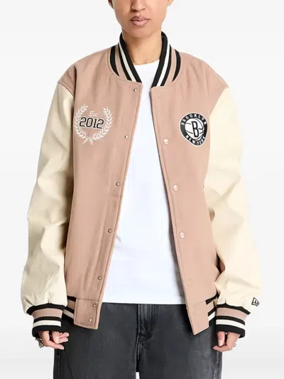 New Era Brooklyn Nets Nba Lifestyle Varsity Jacket In Pink