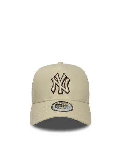 New Era Cappellino 9forty E-frame Trucker Ny Mlb Outline Light Beige In Neutral