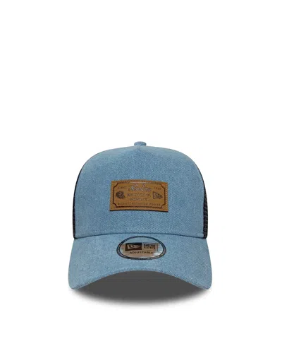 New Era Cappllino 9forty A-frame Trucker  Leather Patch Denim Blu Navy In Blue