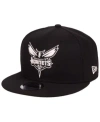 New Era Charlotte Hornets Black White 9fifty Snapback Cap In Black