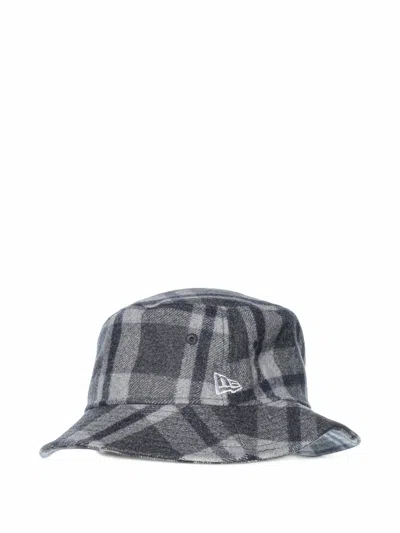 New Era Check-print Bucket Hat In Gray