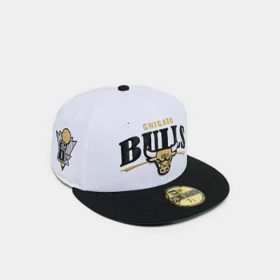 New Era Chicago Bulls Nba Olive 59fifty Fitted Hat In White