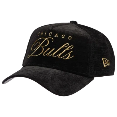 New Era Chicago Bulls  Bulls 940 A Frame Velvet Script Cap In Black