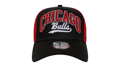Pre-owned New Era Chicago Bulls Script Ef Trucker Cap (ss25) In Black