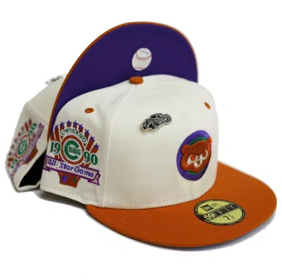 Pre-owned New Era Chicago Cubs Capsule Chrome Collection 1990 All Star Game 59fifty Fitted Hat In White/purple
