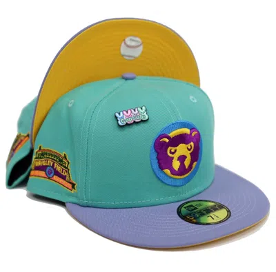 Pre-owned New Era Chicago Cubs Capsule Easter Collection Wrigley Field 59fifty Fitted Hat In Green/lavender